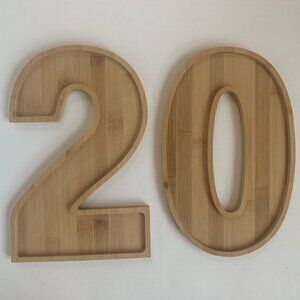 Wooden Bamboo Number 20 Charcuterie Boards Serving Trays Snack Platters 12"